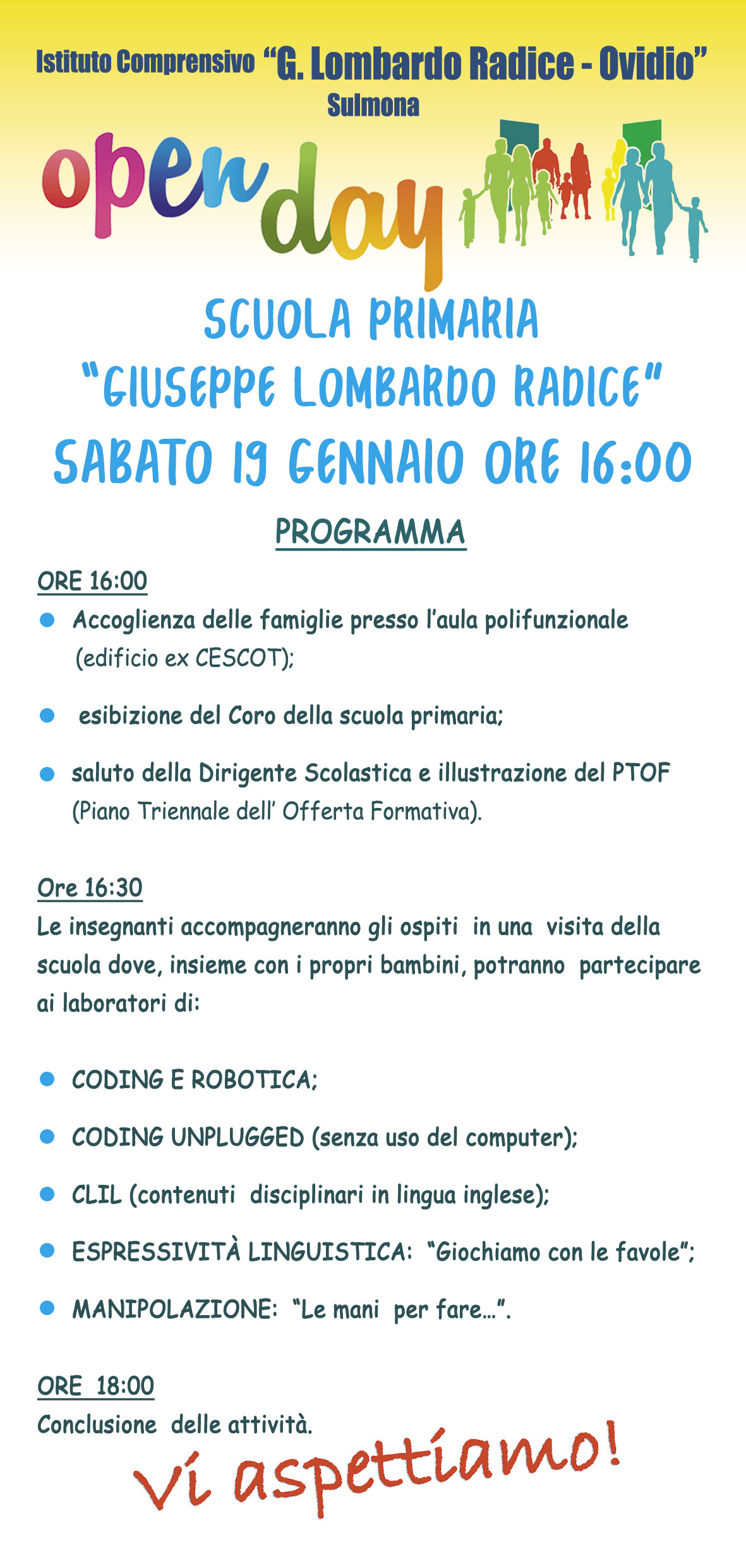 OPEN DAY SCUOLA PRIMARIA-PROGRAMMA
