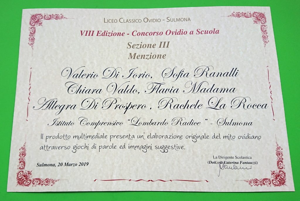 VIII EDIZIONE DEL CONCORSO “OVIDIO A SCUOLA”-VINCITORI