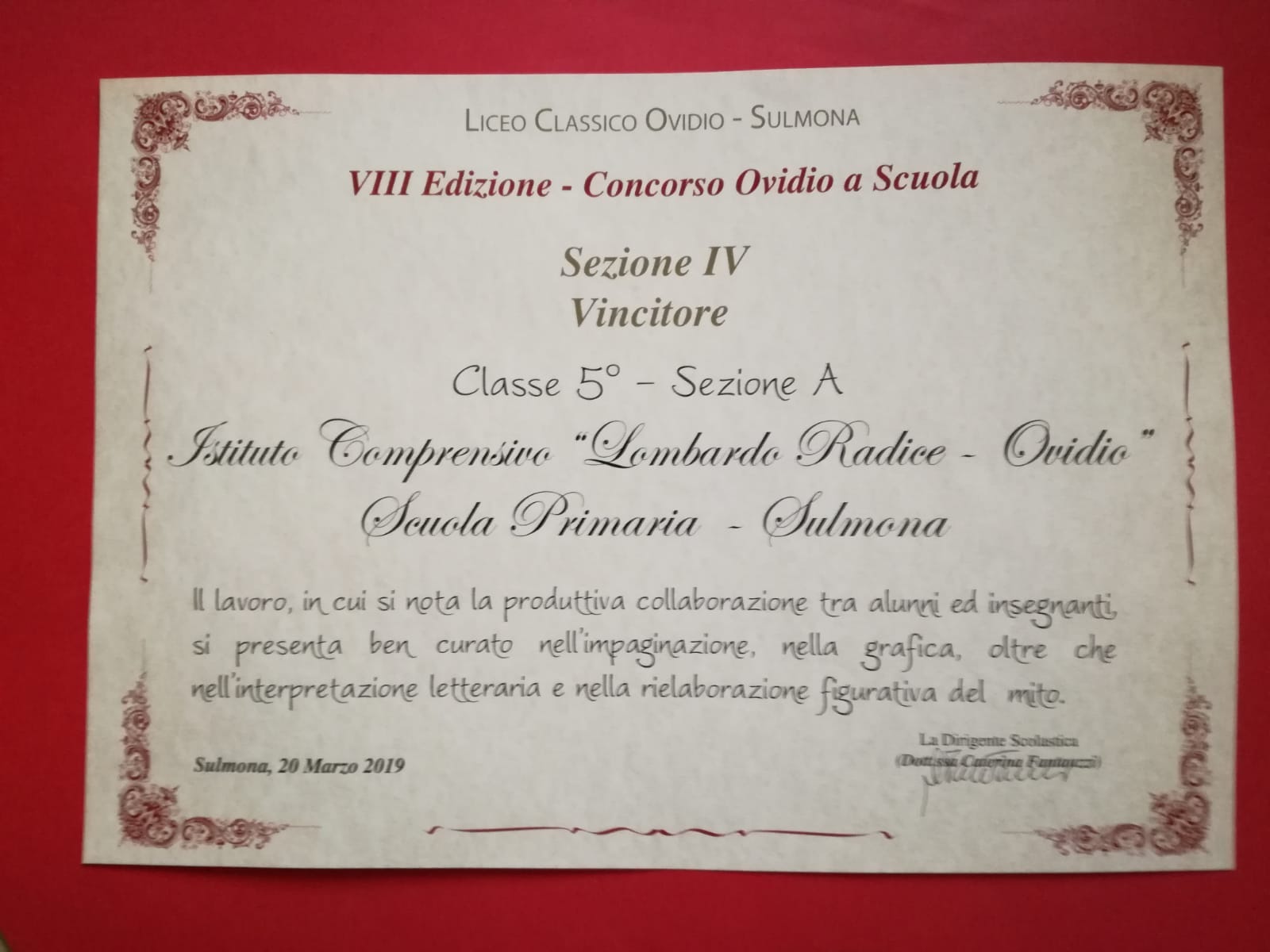 VIII EDIZIONE DEL CONCORSO “OVIDIO A SCUOLA”-VINCITORI