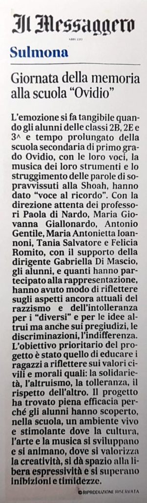 Giornata della memoria alla scuola “Ovidio”