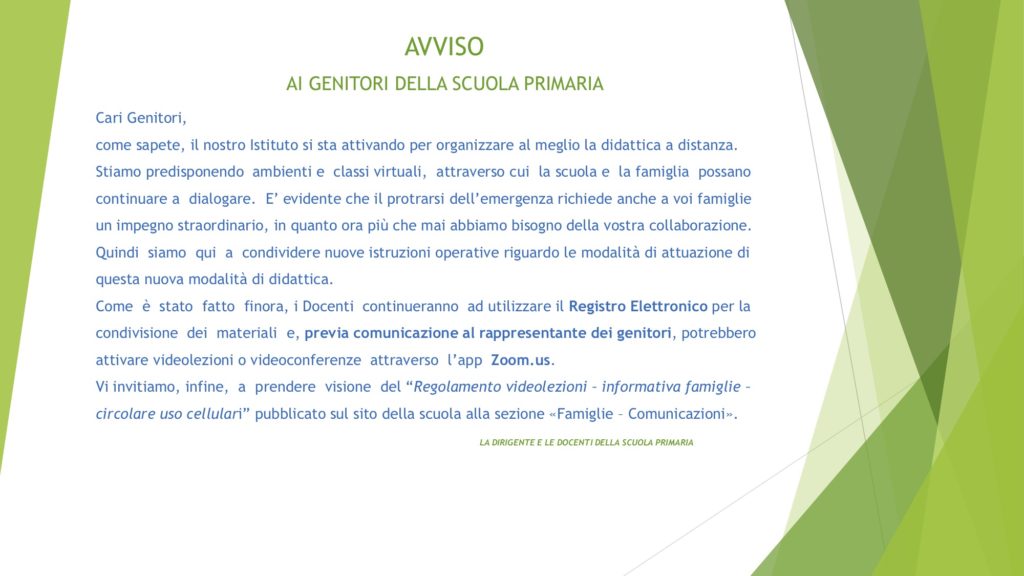 All’ATTENZIONE DEI GENITORI DI SCUOLA PRIMARIA