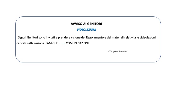 AVVISO Genitori-Videolezioni