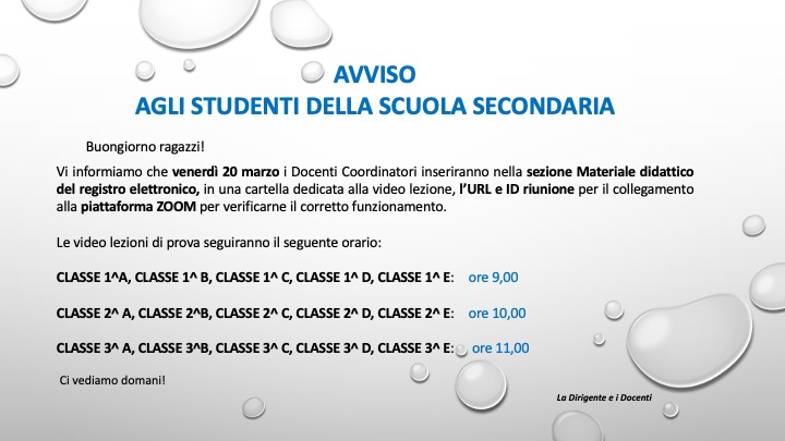 Avviso alunni scuola secondaria