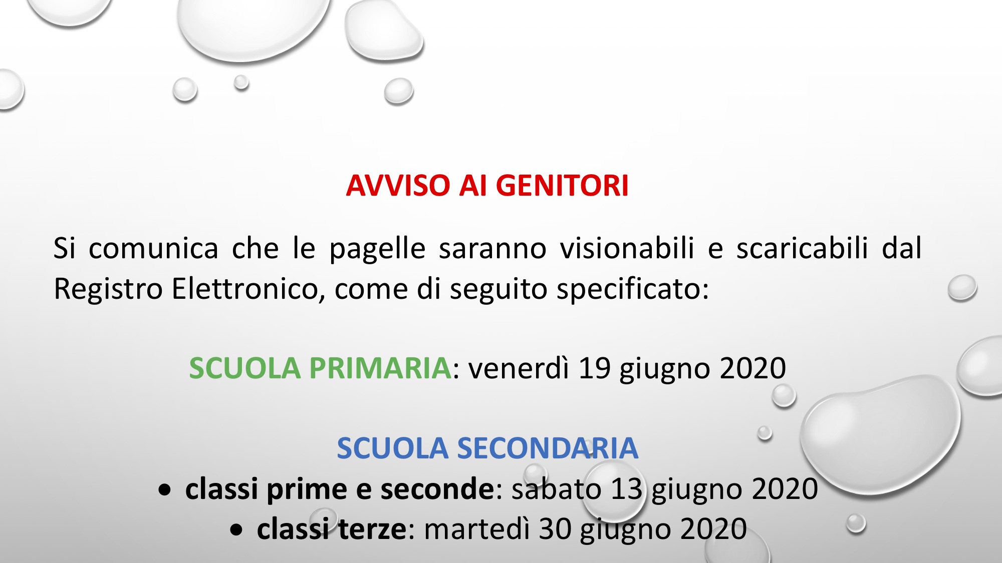 VISIBILITà PAGELLE SUL REGISTRO ELETTRONICO