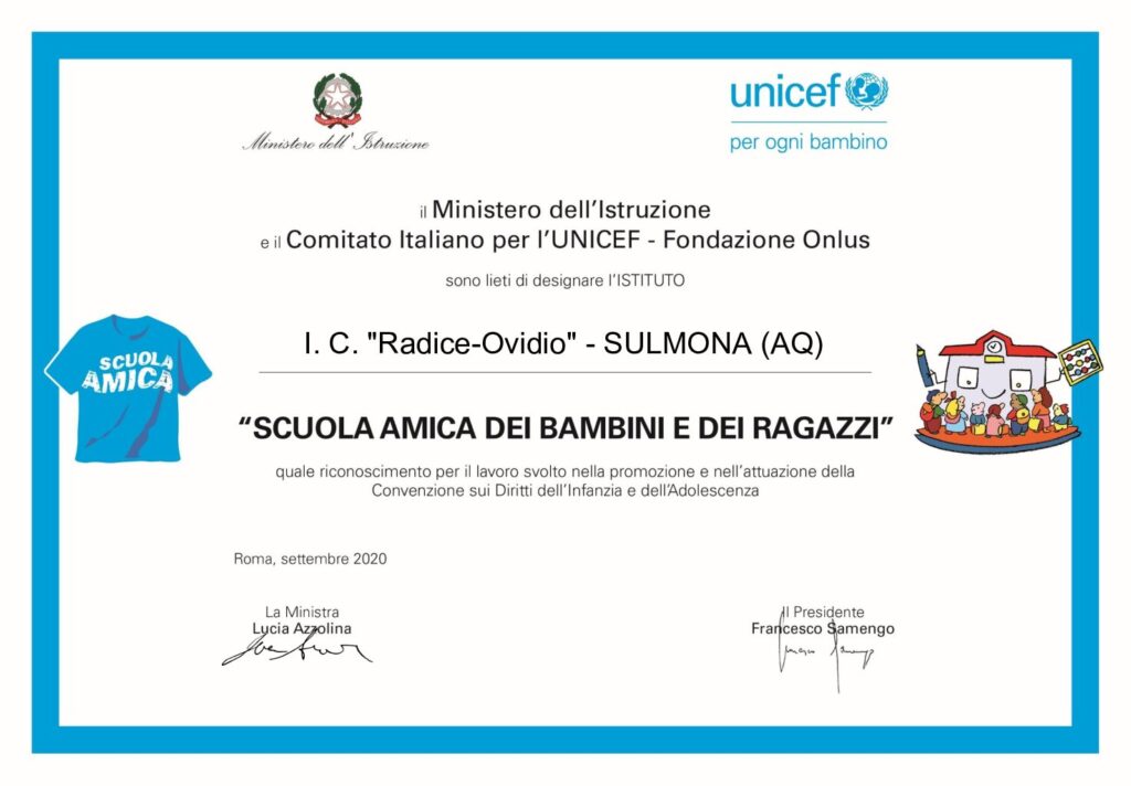Attestazione Scuola Amica 2019-2020