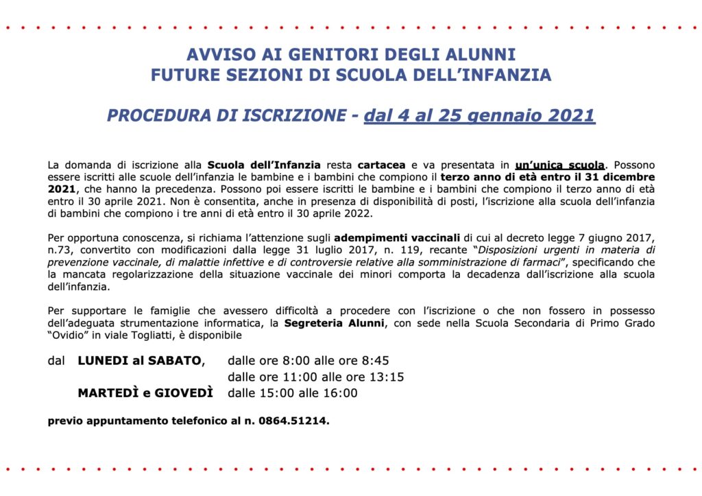 Speciale iscrizioni scuola dell’infanzia anno 2021-2022