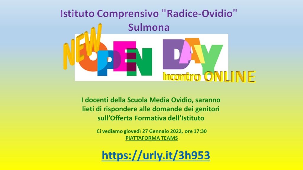 New open day scuola secondaria Ovidio