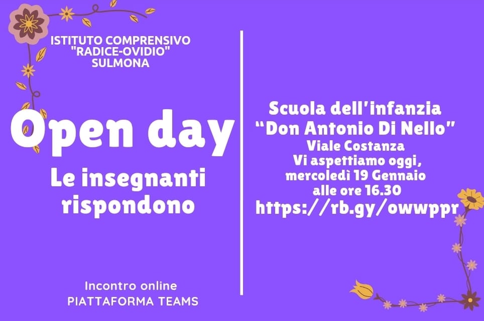 OPEN DAY INFANZIA “DI NELLO”-INCONTRI CON LE FAMIGLIE
