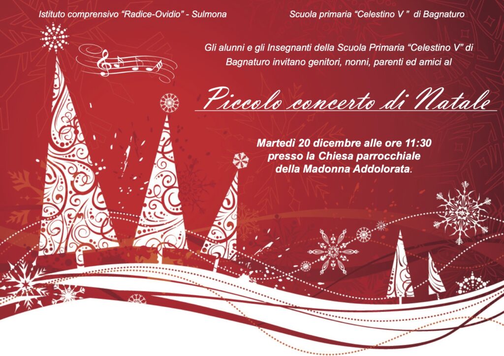 Scuola Primaria di Bagnaturo-Invito al “Piccolo Concerto di Natale”