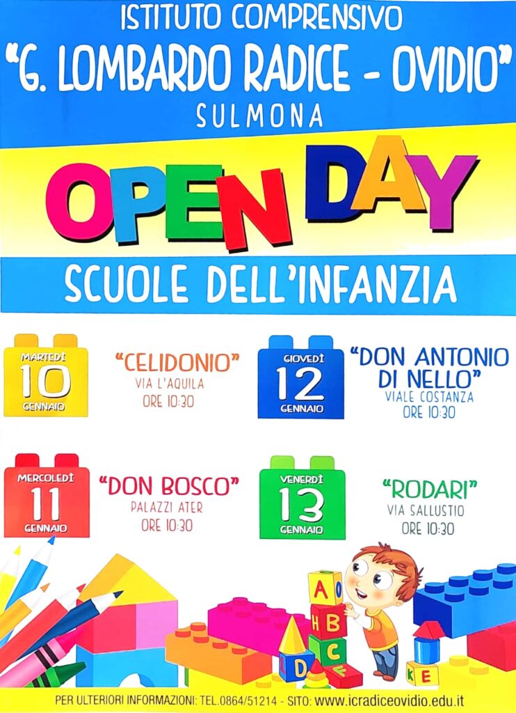 OPEN DAY SCUOLE DELL’INFANZIA DELLA “LOMBARDO RADICE-OVIDIO”